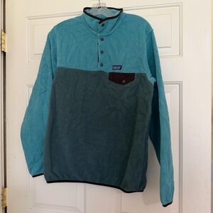 Patagonia Unisex Lightweight Synchilla® Snap-T® Pullover Fleece Teal Gray Large